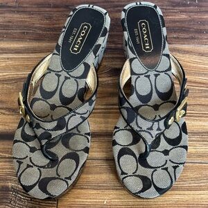 Coach Wedge Sandals Womens 9M  Black with gray